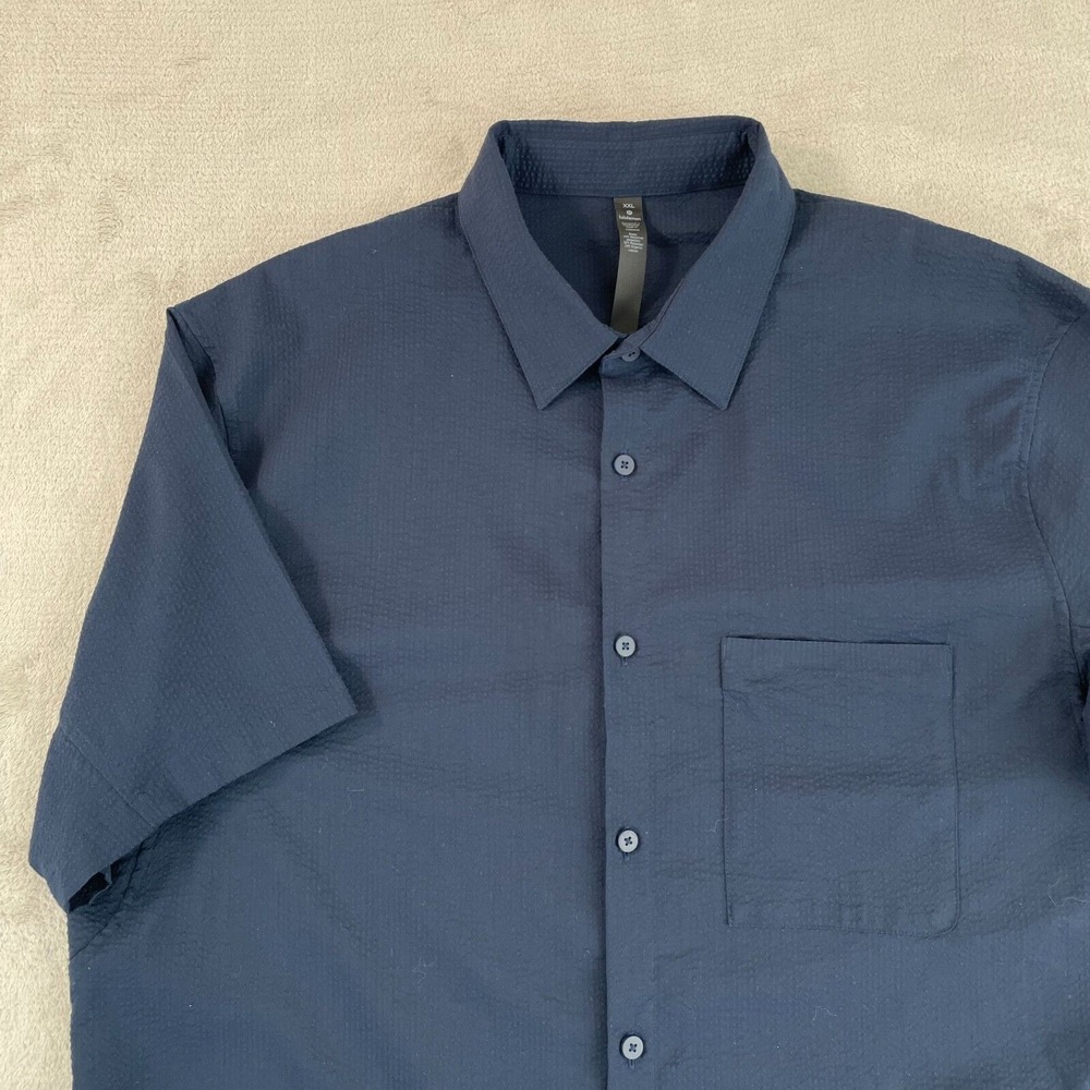 Lululemon‎ Street Lite Shirt Men 2XL Navy Blue Softly Textured Wicking SS NWOT